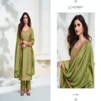 AASHIRWAD CREATION GULKAND OLIVE DESIGNER PREMIUM SILK UNSTITCH COLLECTION 3PCS SUIT