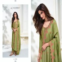 AASHIRWAD CREATION GULKAND OLIVE DESIGNER PREMIUM SILK UNSTITCH COLLECTION 3PCS SUIT