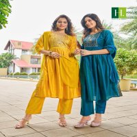 HIRWA PRESENT SINDOOR FESTIVE WEAR NAYRA CUT KURTI WITH PANT AND DUPATTA CATALOG