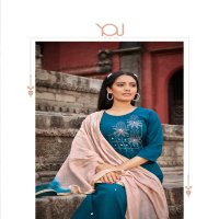 You By Wanna Samara Wholesale Fancy Viscose Rayon Hand Work Kurti With Pant And Dupatta Catalogue