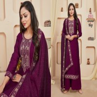 PANCH RATNA PRESENT SINDOOR FANCY VICHITRA SILK 3 PEICE DRESS MATERIAL