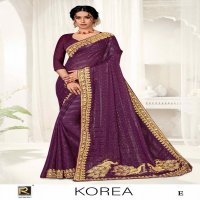 RONISHA KOREA BY RANJNA SAREE FANCY FABRICS EMBROIDERY WORK AND SIROSKI DIAMOND WORK SUPER HIT COLLECTION