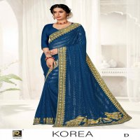 RONISHA KOREA BY RANJNA SAREE FANCY FABRICS EMBROIDERY WORK AND SIROSKI DIAMOND WORK SUPER HIT COLLECTION