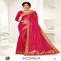 RONISHA KOREA BY RANJNA SAREE FANCY FABRICS EMBROIDERY WORK AND SIROSKI DIAMOND WORK SUPER HIT COLLECTION