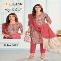 Starlink Rich Feel Wholesale Modal Viscose With Hand Work Patch Kurtis With Pant And Dupatta