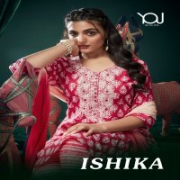 You By Wanna Ishika Wholesale Fancy Cotton Kurti With Cotton Pants & Shiffon Dupatta Catalogue