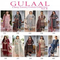 GULAAL CLASSY LUXURY COTTON COLLECTION VOL 6 BEAUTIFUL DESIGNS PAKISTANI SALWAR SUIT COLLECTION