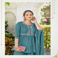 Ladies Flavours Aarzoo Wholesale Chanderi Silk Top With Pant And Dupatta