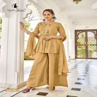 Ladies Flavours Aarzoo Wholesale Chanderi Silk Top With Pant And Dupatta