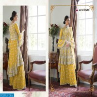 AASHIRWAD PREMIUM SHARARA GOLD 7024 DESIGNS COLORS DESIGNER DRESSES