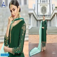 ALISA LAUNCH ZARIN SATIN GEORGETTE LONG SUIT WHOLESALER IN SURAT