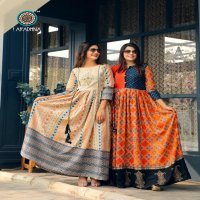 ARADHNA TAJ VOL 2 RAYON PARTY WEAR LONG ANARKALI GOWN KURTI COLLECTION
