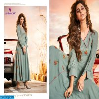 ARIHANT PRESENT IMPRESSIVE MASLIN SILK 1001-1008 SERIES LONG GOWN KURTI