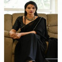 Black color plain saree with traditional Lace and blouse  wholesale in india