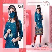 CLASSIC VOL 12 BY KINTI RAYON PRINT COMFORT WEAR KURTI WITH MASK FOR GIRLS COLLECTIONS