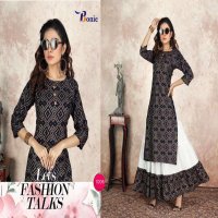 COCKTAIL BY BONIE HEAVY RAYON KURTI WITH SKIRT GOLD FOIL PRINT LONG KURTI CATALOG