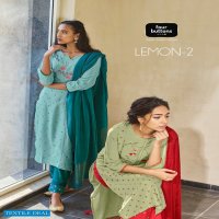Four Buttons Lemon Vol-2 Wholesale Shopping Kurti With Bottom And Dupatta
