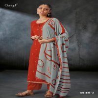 GANGA NON CATALOG S0180 PREETO WOOL DOBBY PRINTED HEAVY SALWAR SUITS WHOLESALER