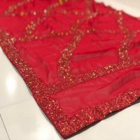 GEORGETTE SEQUANCE WORK WITH LACE BORDER WHOLESALE IN INDIA