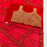 GEORGETTE SEQUANCE WORK WITH LACE BORDER WHOLESALE IN INDIA