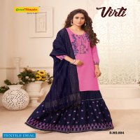 Green Tomato Virti Presenting 3 Piece Set Kurti  With  Work Skirt And  Fancy Dupatta