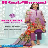 Gul Ahmed Malmal Digital Printed Three piece Unstitched Lawn Dress Pakistani Style