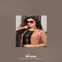 JACKET HOUSE BY BONIE HEAVY RAYON THREE PCS TOP JACKET SKIRT KURTI CATALOG