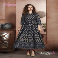 KANASU ELEGANCE VOL 2 RAYON GOLD PRINT LONG STYLE KURTI WHOLESAL IN INDIA
