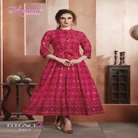 KANASU ELEGANCE VOL 2 RAYON GOLD PRINT LONG STYLE KURTI WHOLESAL IN INDIA