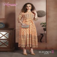 KANASU ELEGANCE VOL 2 RAYON GOLD PRINT LONG STYLE KURTI WHOLESAL IN INDIA