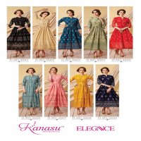 KANSU LAUNCH ELEGANCE RAYON GOLD PRINT LONG KURTI WHOLESALE RATE IN SURAT TEXTILE MARKET