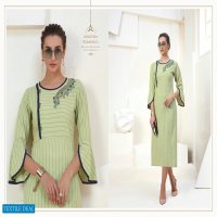 Lady Finger Hightlight Wholesale Reyon Work Kurtis