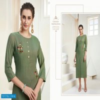 Lady Finger Hightlight Wholesale Reyon Work Kurtis