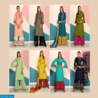 MASTER MEMSAAB HEAVY RAYON KURTI WITH PLAZZO AND DUPATTA DEALER IN SURAT