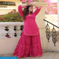 MUSTARD MEENAKARI PURE COTTON JACQUARED CROP TOP WITH SKIRT AND SHARARA DEALER