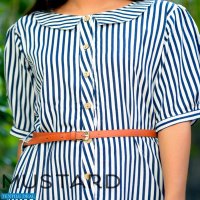 Mustard Stripes Discharge Wholesale Full Stitch Kurtis