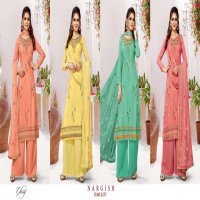 NARGISH BY GLOSSY VISCOSE CHINON EMBROIDERY PAKISTANI SUITS EXPORTER
