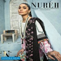 Nureh Swiss Lawn Unstitched Embroidered Chiffon Dupatta Pakistani Dress