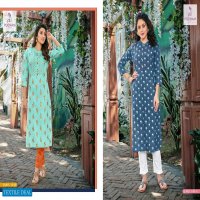 POONAM DESIGNER SPRING RAYON PRINT WITH HANDWORK CASUAL WEAR CHARMING KURTI