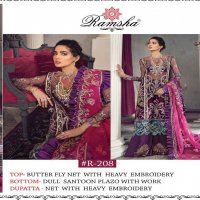 RAMSHA LAUNCH R208-R211 SERIES GEORGETTE BUTTERFLY NET WITH EMBROIDERY PAKISTANI SUITS