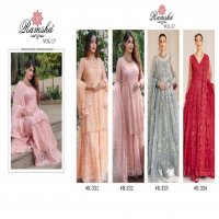 RAMSHA VOL 17 SERIES 331-334 NET WITH EMBROIDERY PAKISTANI SUITS