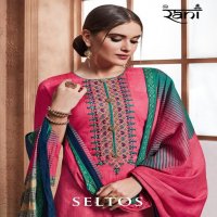 Rani Seltos Pure Cambric print With work Dress Material