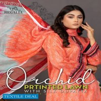 Regalia Orchid Printed Lawn With Silk Dupatta Wholesale Pakistani Suits Dealer