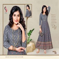 SHINE BY SS KURTIS HEAVY RAYON 14 KG GOLD FOIL PRINT LONG KURTI CATALOG