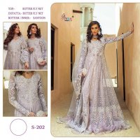 SHREE FAB MUSHQ VOL 2 BUTTERFLY NET 202-205 SERIES PARTY WEAR LONG DESIGNER EMBROIDERY WORK SUITS