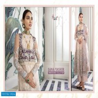 SHREE FABS SANA YASHIR NET AND GEORGETTE EMBROIDERY PAKISTANI DRESS MATERIALS