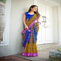 SHREYANS FASHION GHANDHRVA SILK PART 2 LINE SILVER BORDER CASUAL WEAR SAREE