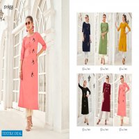 SYASII PRESENT ANCY RAYON SLUB HANDWORK SIMPLE LADIES KURTIS