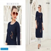 SYASII PRESENT ANCY RAYON SLUB HANDWORK SIMPLE LADIES KURTIS