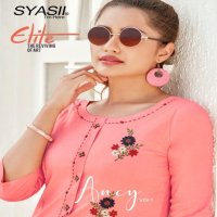SYASII PRESENT ANCY RAYON SLUB HANDWORK SIMPLE LADIES KURTIS